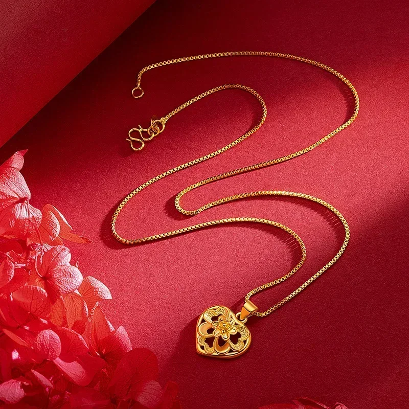 9999 Real Gold 24K Elated Necklace Love Flower Women's Collarbone Chain Women's Pendant Jewelry 
9999 Real Gold 24K Elated Necklace Love Flower Women's Collarbone Chain Women's Pendant Jewelry