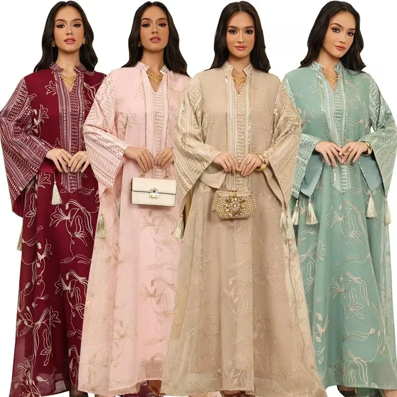 New Middle East Embroidered Sequin Dr Long Robe Ethnic Tassel Gown Vintage Sle Deep V Ne Long Sve a Line Skirt
New Middle East Embroidered Sequin Dr Long Robe Ethnic Tassel Gown Vintage Sle Deep V Ne Long Sve a Line Skirt