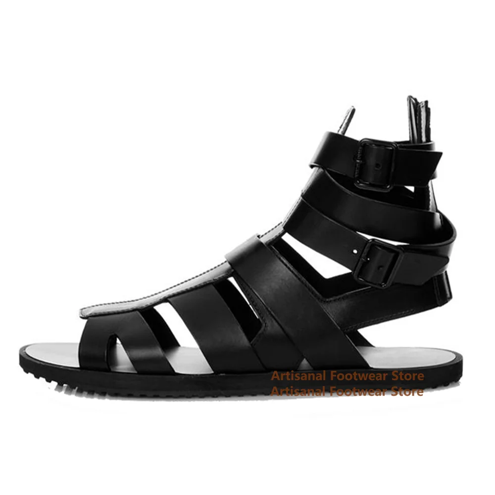 Cowhide Roman Sandals for Men Black Leather Hollow Out High-Top Summer Sandals Men's Shoes Trendy Handmade Men's Sandals
Cowhide Roman Sandals for Men Black Leather Hollow Out High-Top Summer Sandals Men's Shoes Trendy Handmade Men's Sandals