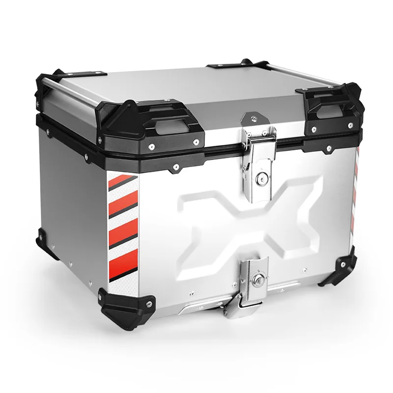 Factory Hot Selling 55L Silver X Design Removable Tail Box Aluminum Top Case Motorcycle Trunk
Factory Hot Selling 55L Silver X Design Removable Tail Box Aluminum Top Case Motorcycle Trunk