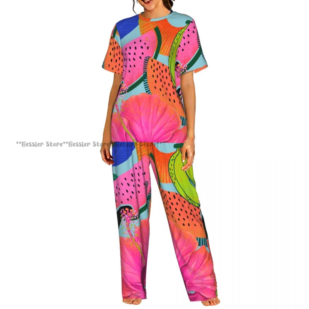Women's Colorful Tropical short sleeve trousers casual pajamas set
Women's Colorful Tropical short sleeve trousers casual pajamas set