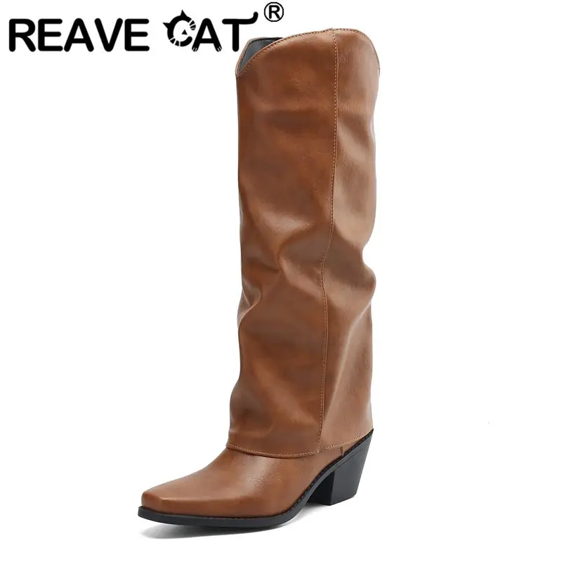 REAVE CAT Brand Retro Female Boots Square Toe Block Heels 6.5cm Slip On Large Sizes 41 to 44 Casual Daily Knee High Booties
REAVE CAT Brand Retro Female Boots Square Toe Block Heels 6.5cm Slip On Large Sizes 41 to 44 Casual Daily Knee High Booties