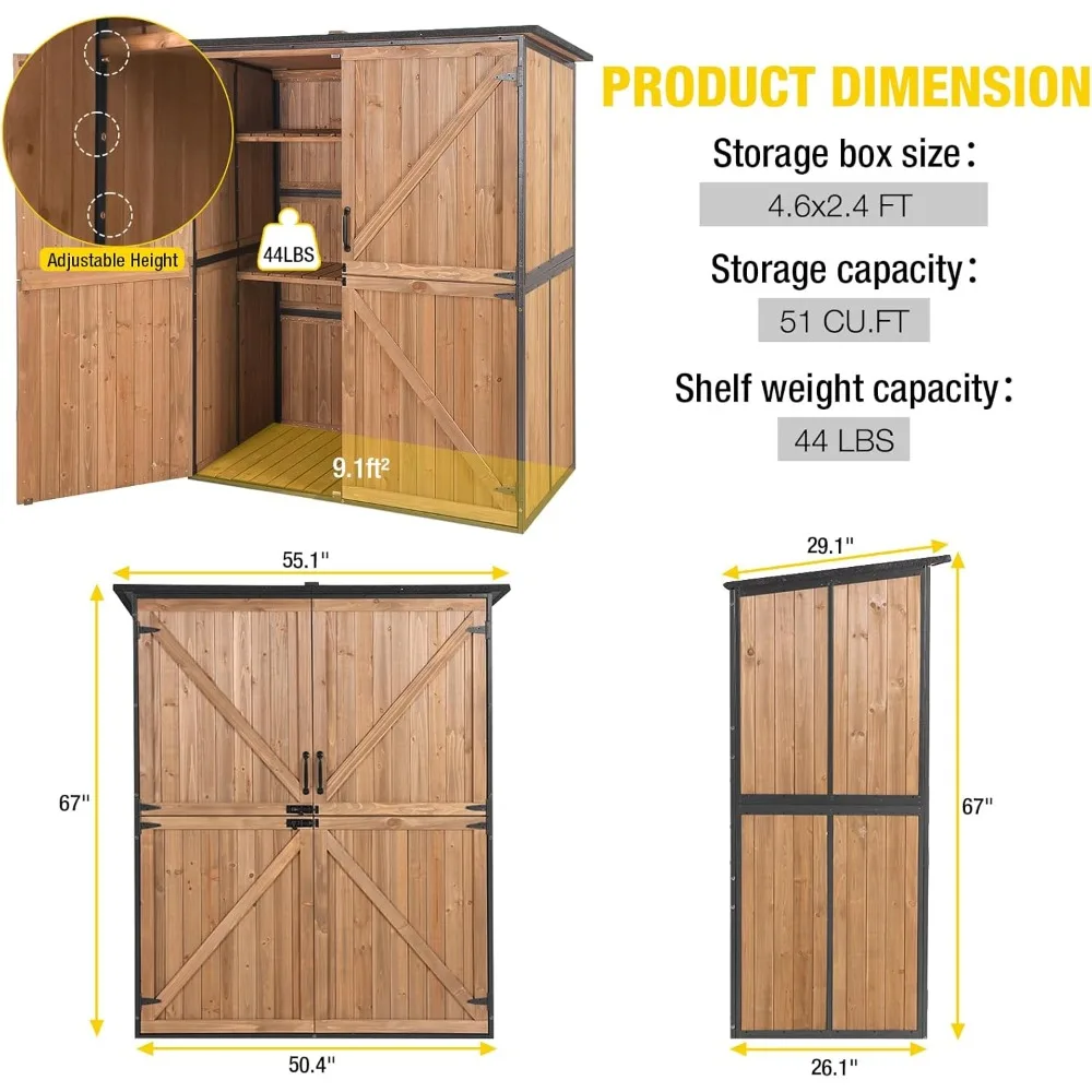 Shed Outdoor Storage Cabinet, with Durable Metal Frame, Waterproof Garden Tool Storage, with Adjustable Shevels and Floor
Shed Outdoor Storage Cabinet, with Durable Metal Frame, Waterproof Garden Tool Storage, with Adjustable Shevels and Floor