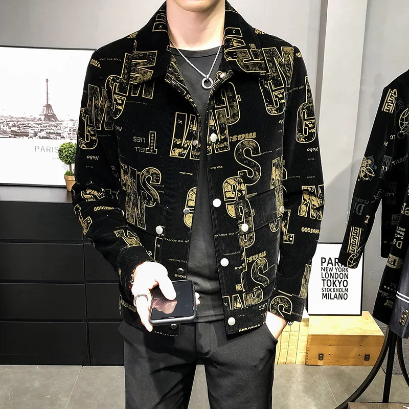 Men Corduroy Letter Printed Jackets Autumn Casual Business Coats Luxury Retro Turn Down Collar Windbreaker Streetwear Top
Men Corduroy Letter Printed Jackets Autumn Casual Business Coats Luxury Retro Turn Down Collar Windbreaker Streetwear Top