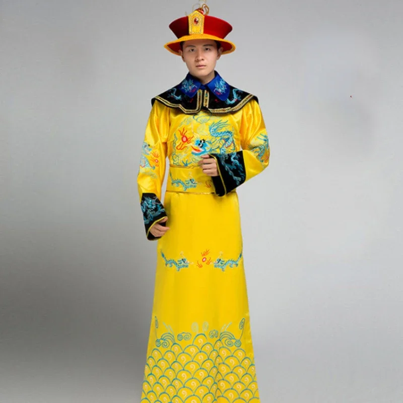 Ancient Qing Dynasty Hanfu Men Embroidered Dragon Emperor Costume King Stage Clothes Costumes Tang Suit Halloween Robe with Hat
Ancient Qing Dynasty Hanfu Men Embroidered Dragon Emperor Costume King Stage Clothes Costumes Tang Suit Halloween Robe with Hat