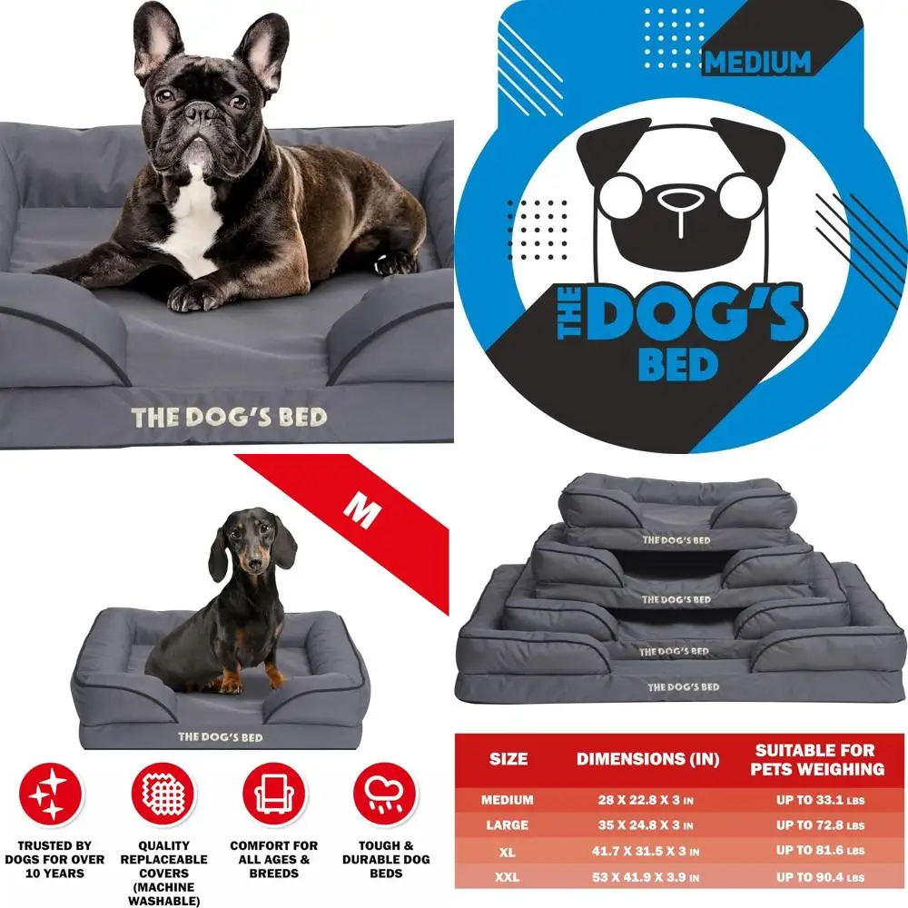 Ортопедическая пенопластовая кровать для собак — средний серый с черной отделкой, водонепроницаемыми и съемными чехлами
Ортопедическая пенопластовая кровать для собак — средний серый с черной отделкой, водонепроницаемыми и съемными чехлами