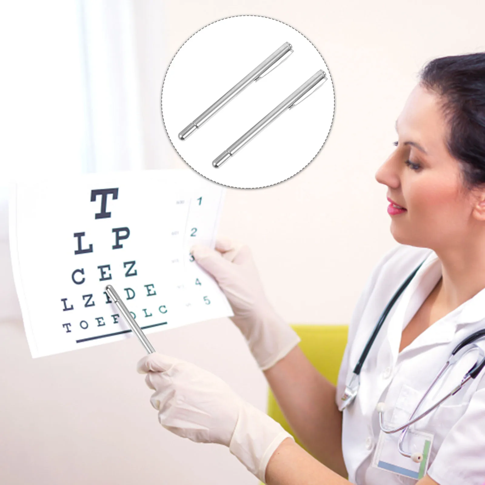 2pcs Stainless Steel Eyesight Pointers Telescopic Testing Hand Pointer For Optometry Chart Measurement School
2pcs Stainless Steel Eyesight Pointers Telescopic Testing Hand Pointer For Optometry Chart Measurement School