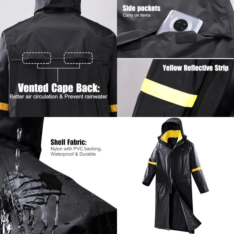 EI Sonador Classic Long Rain Coats for Men, Hooded Raincoats Rainwear for Waterproof Work, Breathable, Rain Jacket Poncho
EI Sonador Classic Long Rain Coats for Men, Hooded Raincoats Rainwear for Waterproof Work, Breathable, Rain Jacket Poncho