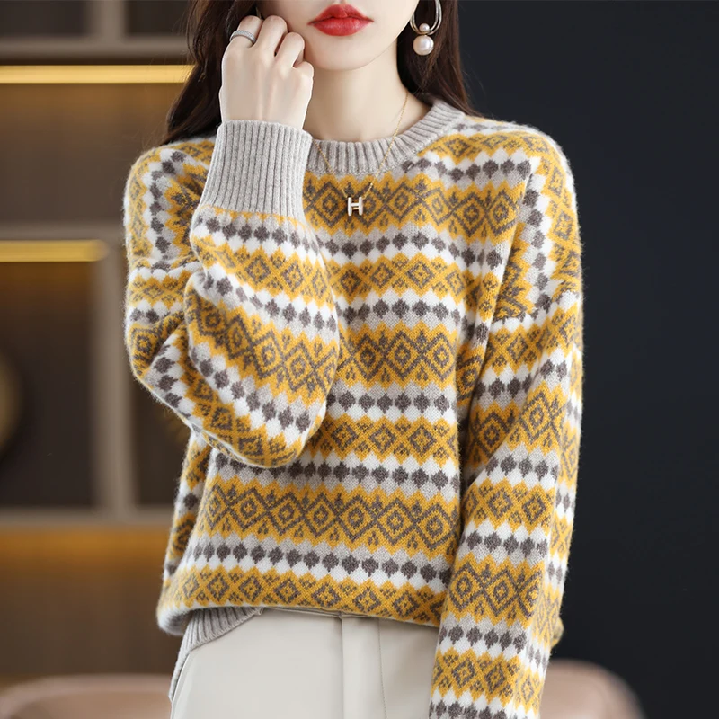 Faionable Plaid Sweater Women's Autumn Winter Warm Thiened Sweet Sle round Ne Knitwear Casual Lazy Chic Outerwear
Faionable Plaid Sweater Women's Autumn Winter Warm Thiened Sweet Sle round Ne Knitwear Casual Lazy Chic Outerwear