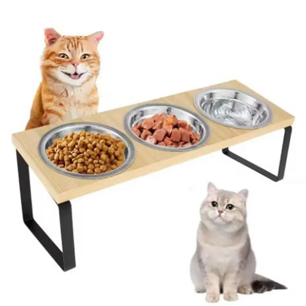 Non Slip Wood Cat Bowl Stand Anti-Vomiting Anti-Leak Dog Water Feeding Dish with 3 Bowls Raised Cat Food Feeder Pet Feeding
Non Slip Wood Cat Bowl Stand Anti-Vomiting Anti-Leak Dog Water Feeding Dish with 3 Bowls Raised Cat Food Feeder Pet Feeding