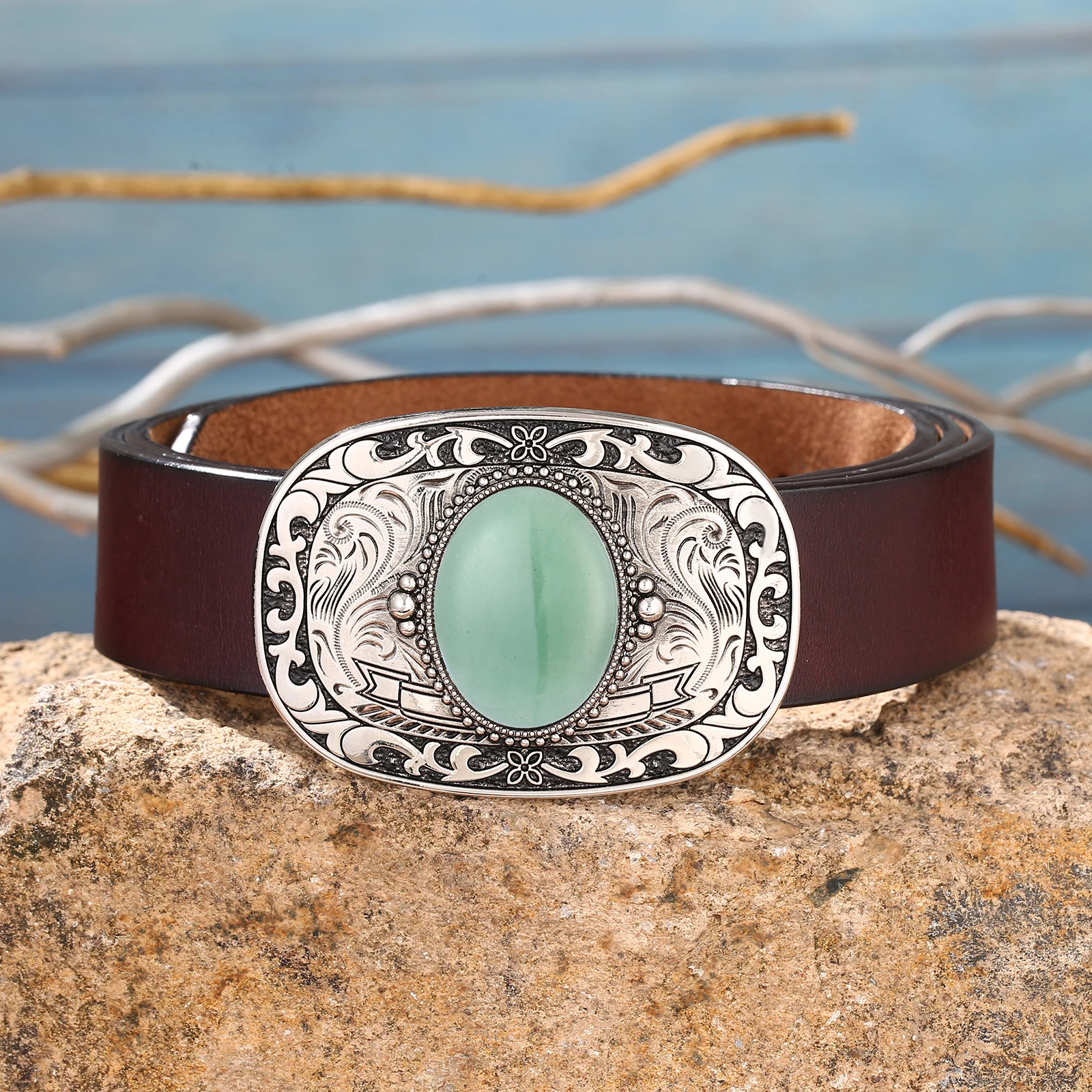 Western denim zinc alloy natural stone belt buckle paired with genuine leather plain leather belt for men's belt
Western denim zinc alloy natural stone belt buckle paired with genuine leather plain leather belt for men's belt