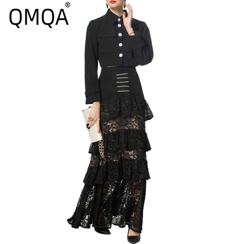 QMQA Модный женский элегантный комплект из 2 предметов, однобортный короткий топ с длинными рукавами и кружевной юбкой с рюшами, новинка 2023 года 1A667
QMQA Модный женский элегантный комплект из 2 предметов, однобортный короткий топ с длинными рукавами и кружевной юбкой с рюшами, новинка 2023 года 1A667