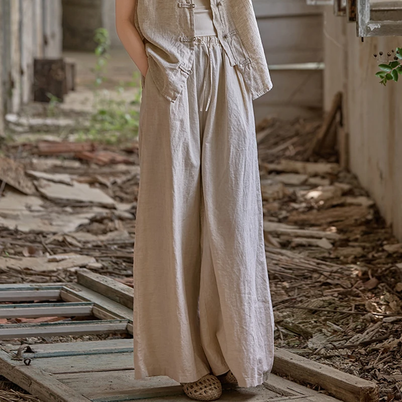 High Waist Cotton Linen Wide Leg Pants Women New 2025 Spring Vintage Style Solid Color Loose Female Casual Trousers M1619
High Waist Cotton Linen Wide Leg Pants Women New 2025 Spring Vintage Style Solid Color Loose Female Casual Trousers M1619