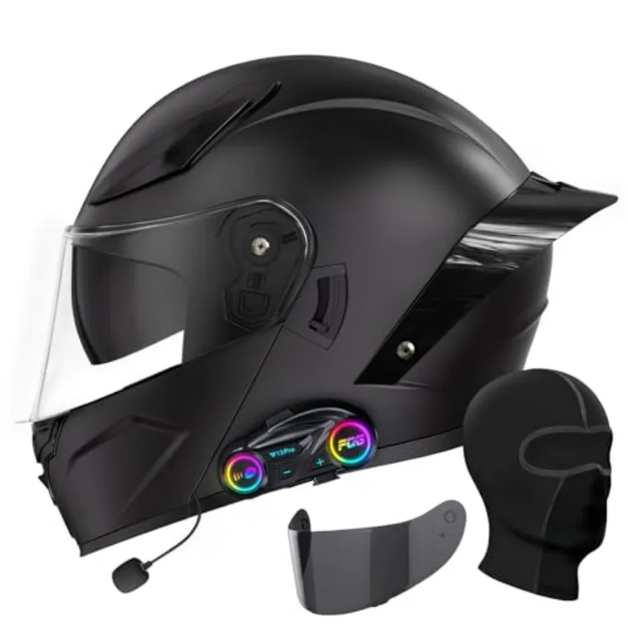 Bluetooth Motorcycle Helmet, Full Face Flip Up Modular Motorcycle Helmet with Bluetooth intercom headsets, DOT Approved Dual Vi
Bluetooth Motorcycle Helmet, Full Face Flip Up Modular Motorcycle Helmet with Bluetooth intercom headsets, DOT Approved Dual Vi