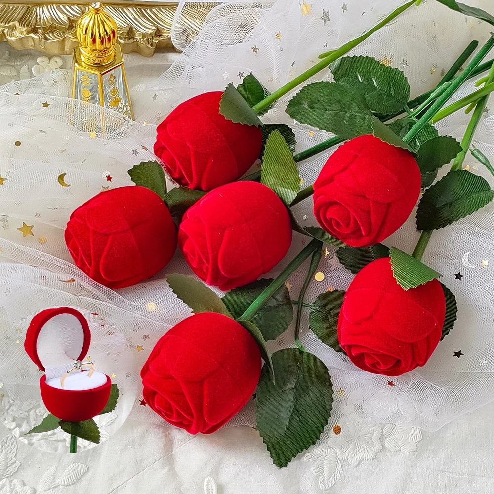 1pc Red Velvet Rose Rose Ring Box Jewelry Box Earring Display Box Holder Bridal Valentine Day Gift Wedding Jewelry Storage Box
1pc Red Velvet Rose Rose Ring Box Jewelry Box Earring Display Box Holder Bridal Valentine Day Gift Wedding Jewelry Storage Box