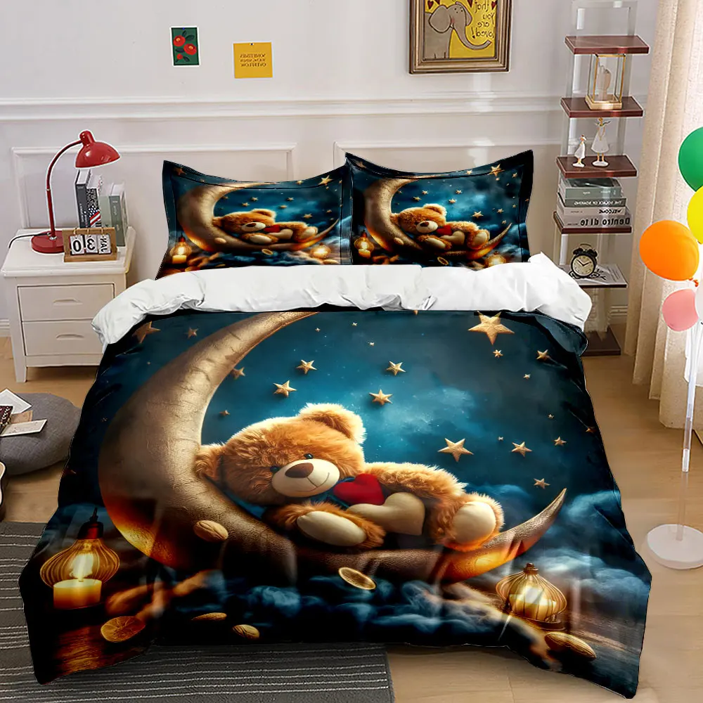 Cozy Teddy Moonlight Décor Set Soft Comfortable Duvet Cover Bedding Set Included 1*Duvet Cover & 2*Pillowcases, gift
Cozy Teddy Moonlight Décor Set Soft Comfortable Duvet Cover Bedding Set Included 1*Duvet Cover & 2*Pillowcases, gift