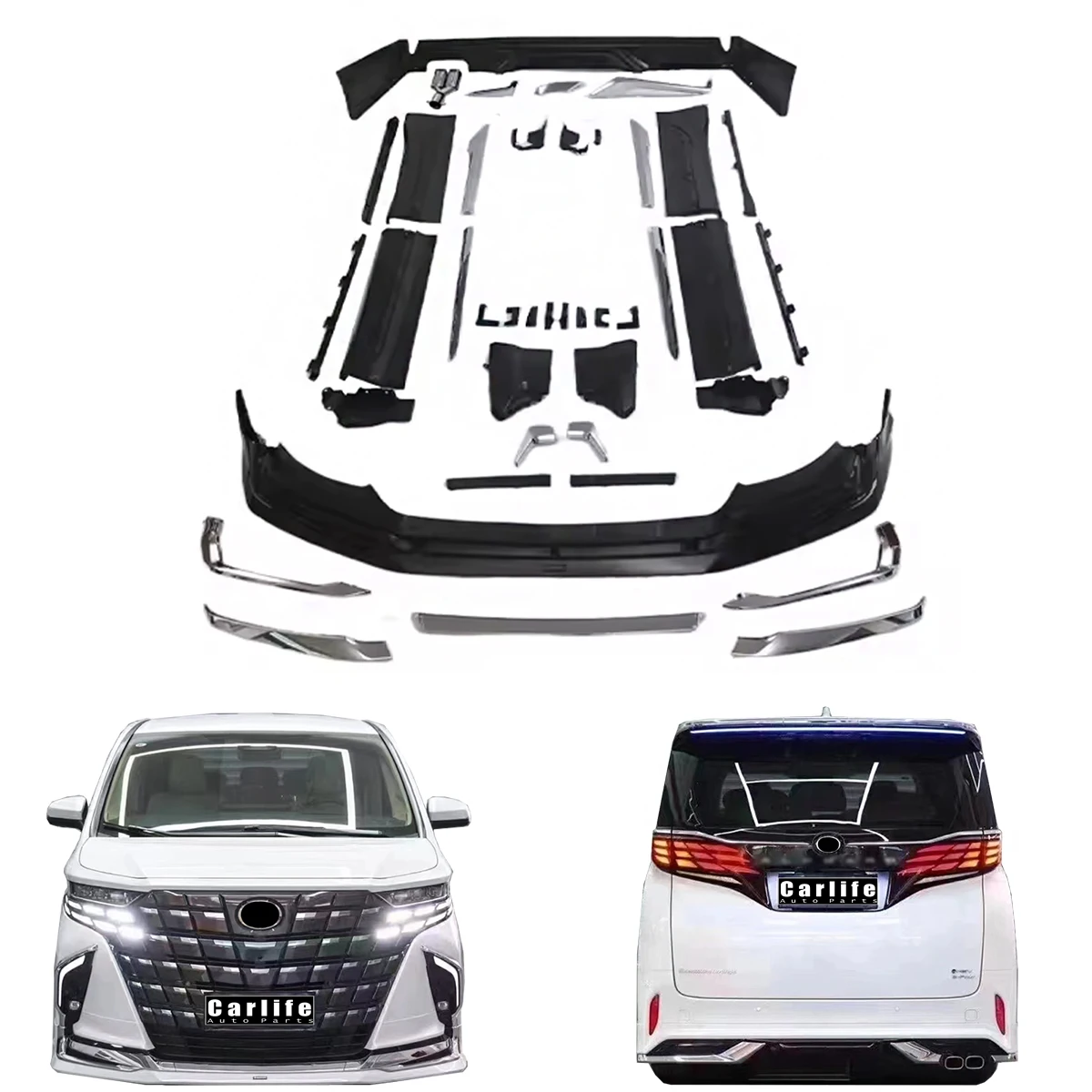 For Toyota Alphard 40 SERIES 2024 facelift to modellista style high quality bumper body kit.
For Toyota Alphard 40 SERIES 2024 facelift to modellista style high quality bumper body kit.