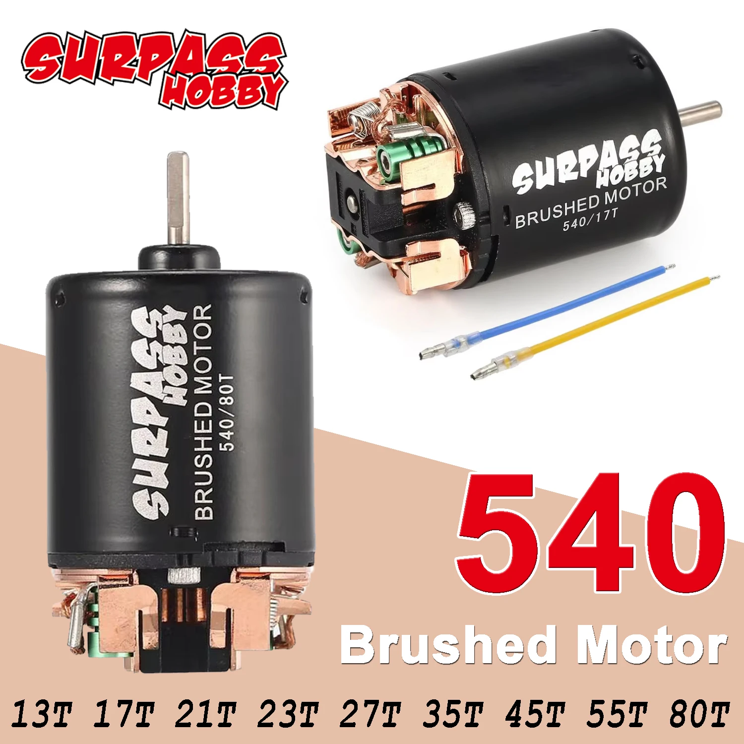 Surpass Hobby Brushed Motor 540 13T/17T/21T/23T/27T/35T/45T/55T/80T For Traxxas TRX-4 Axial SCX10 90046 1/10 RC Crawler Car Part
Surpass Hobby Brushed Motor 540 13T/17T/21T/23T/27T/35T/45T/55T/80T For Traxxas TRX-4 Axial SCX10 90046 1/10 RC Crawler Car Part