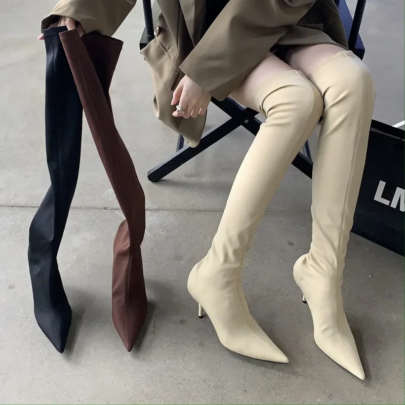 Women's Super Pointed Toe Faux Leather Stretchy Thin Stiletto Heel Over The Knee Boots Elegant Office Casual Footwear Drop Ship
Women's Super Pointed Toe Faux Leather Stretchy Thin Stiletto Heel Over The Knee Boots Elegant Office Casual Footwear Drop Ship