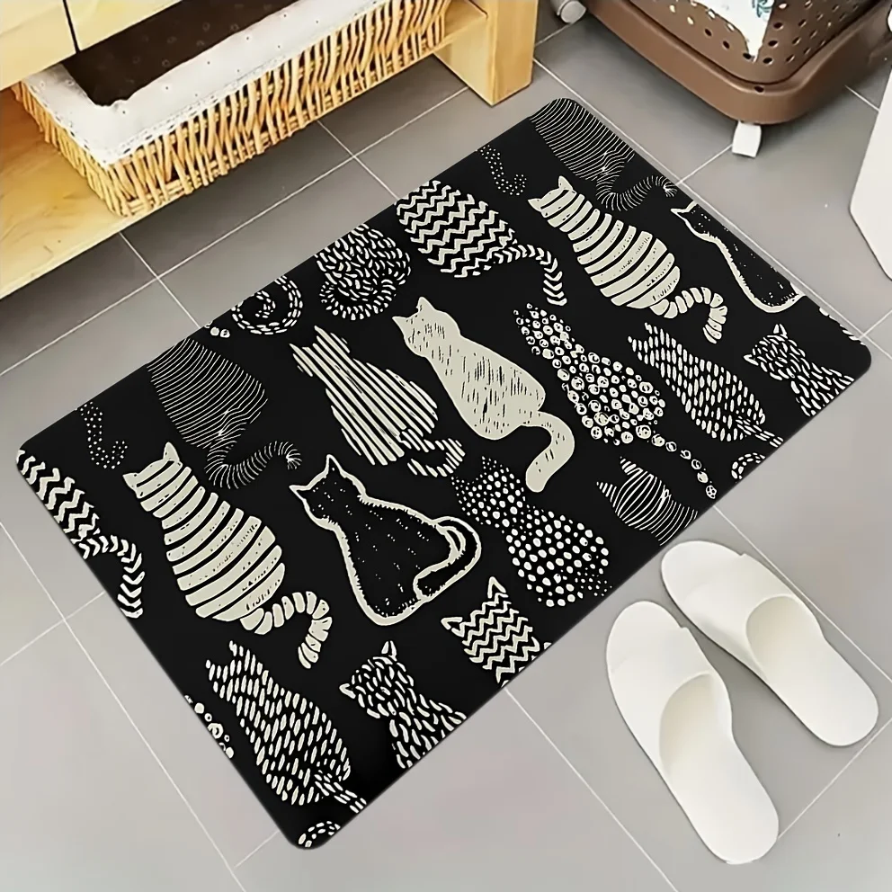 Black Cat Floor Mat Diatomaceous Earth Absorbent Cat Geometric for Bathroom Kitchen Corridor Decor
Black Cat Floor Mat Diatomaceous Earth Absorbent Cat Geometric for Bathroom Kitchen Corridor Decor