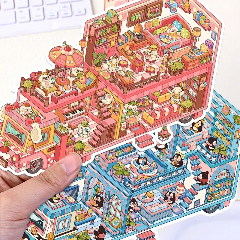 New 2.5D Cartoon Motor Home Landscape Sticker Cabin Scene DIY Toy Game Sticker Festival Birthday Gift for Kid Child Girl
New 2.5D Cartoon Motor Home Landscape Sticker Cabin Scene DIY Toy Game Sticker Festival Birthday Gift for Kid Child Girl