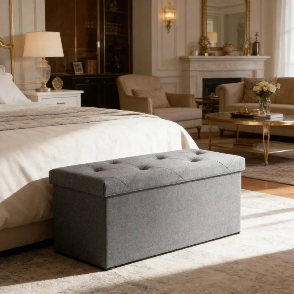 Inches Folding Storage Ottoman Bench, Storage Chest, Foot Rest Stool, Bedroom Bench With Storage, Gray
Inches Folding Storage Ottoman Bench, Storage Chest, Foot Rest Stool, Bedroom Bench With Storage, Gray