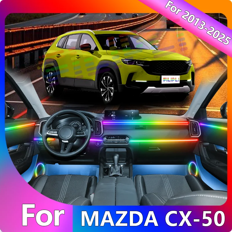 FILIPLI для MAZDA CX-50 на 2016, управляемое через приложение, внутреннее освещение автомобиля, 4 RGB, окружающее освещение ночного вождения с управлением через Bluetooth
FILIPLI для MAZDA CX-50 на 2016, управляемое через приложение, внутреннее освещение автомобиля, 4 RGB, окружающее освещение ночного вождения с управлением через Bluetooth