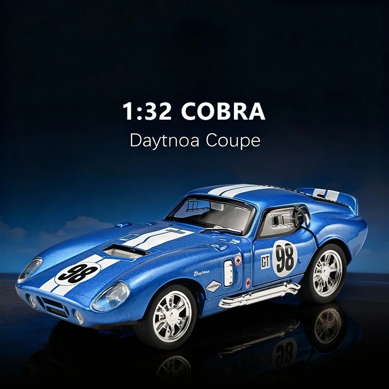 1:32 Cobra Daytnoa Coupe, модель спортивного автомобиля из сплава, звук и свет, ретро модель автомобиля, украшение для рабочего стола, игрушка для мальчика, подарок
1:32 Cobra Daytnoa Coupe, модель спортивного автомобиля из сплава, звук и свет, ретро модель автомобиля, украшение для рабочего стола, игрушка для мальчика, подарок