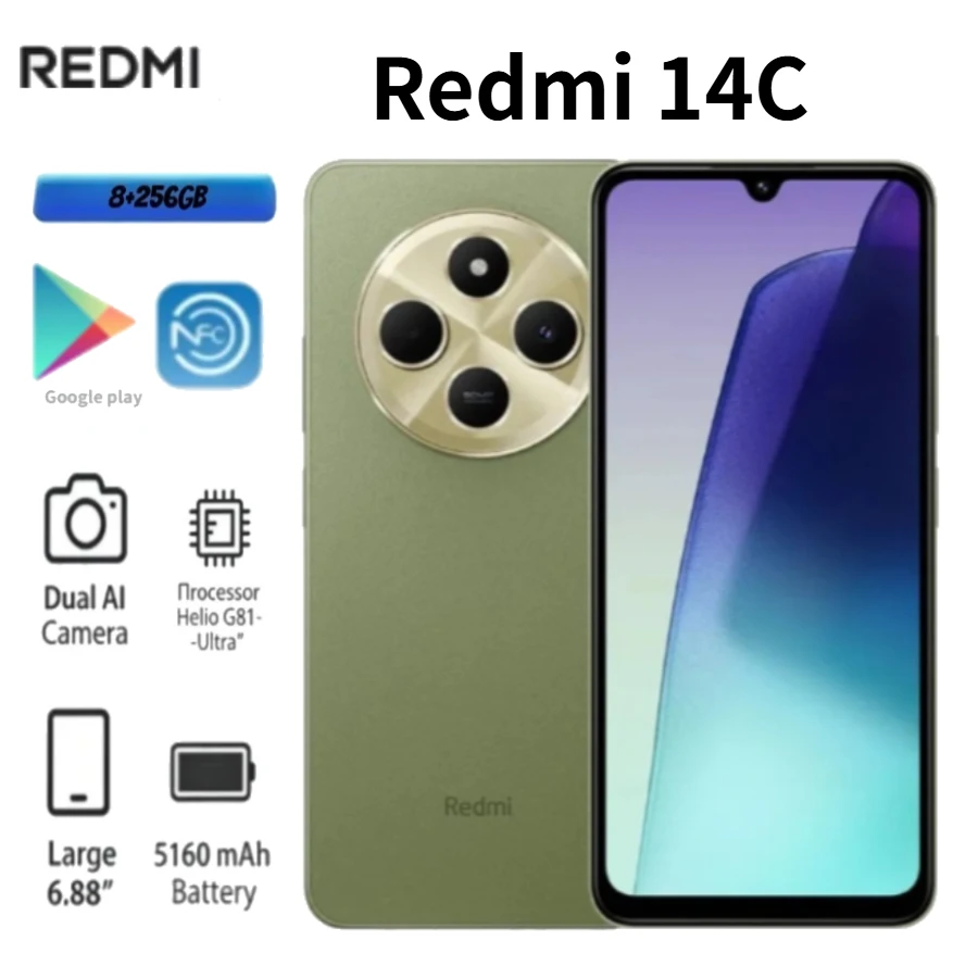 2026 (New ) Redmi 14C , Global Version 8+256GB Smartphone with a 5,160mAh high-capacity battery and a 50-megapixel camera
2026 (New ) Redmi 14C , Global Version 8+256GB Smartphone with a 5,160mAh high-capacity battery and a 50-megapixel camera