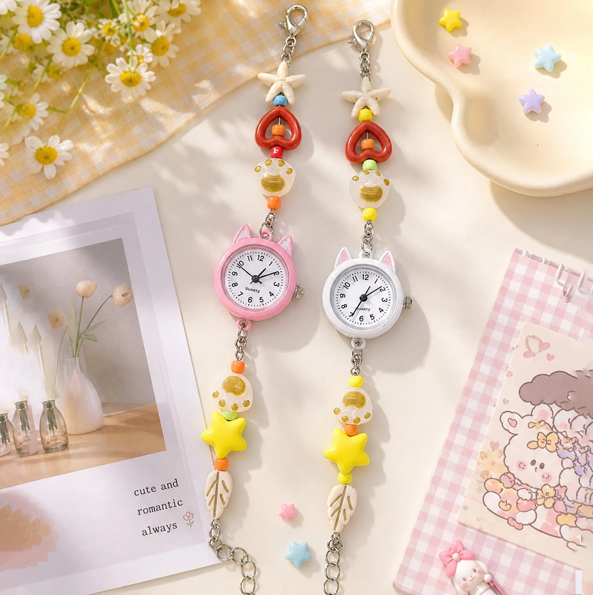 2pcs/set Teen 2Pcs Cute Cat Ear Beaded Bracelet Watch Set, No Box for Back To School, Vacation & Holiday Casual Wear
2pcs/set Teen 2Pcs Cute Cat Ear Beaded Bracelet Watch Set, No Box for Back To School, Vacation & Holiday Casual Wear