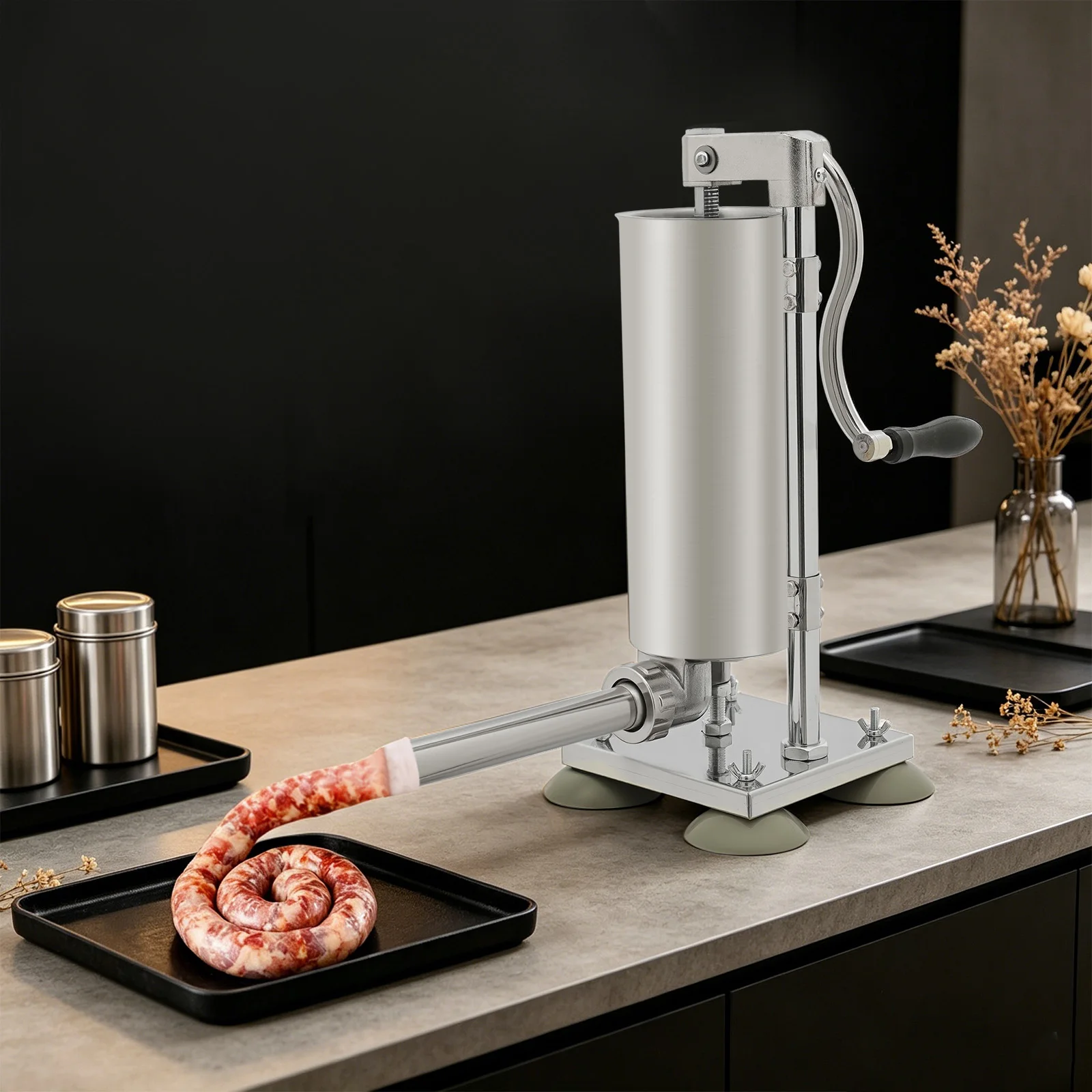 Vertical Manual Sausage Stuffer, 6LBS Suction Cup Base Stainless Steel Sausage Filler for Homemade Sausage Making
Vertical Manual Sausage Stuffer, 6LBS Suction Cup Base Stainless Steel Sausage Filler for Homemade Sausage Making