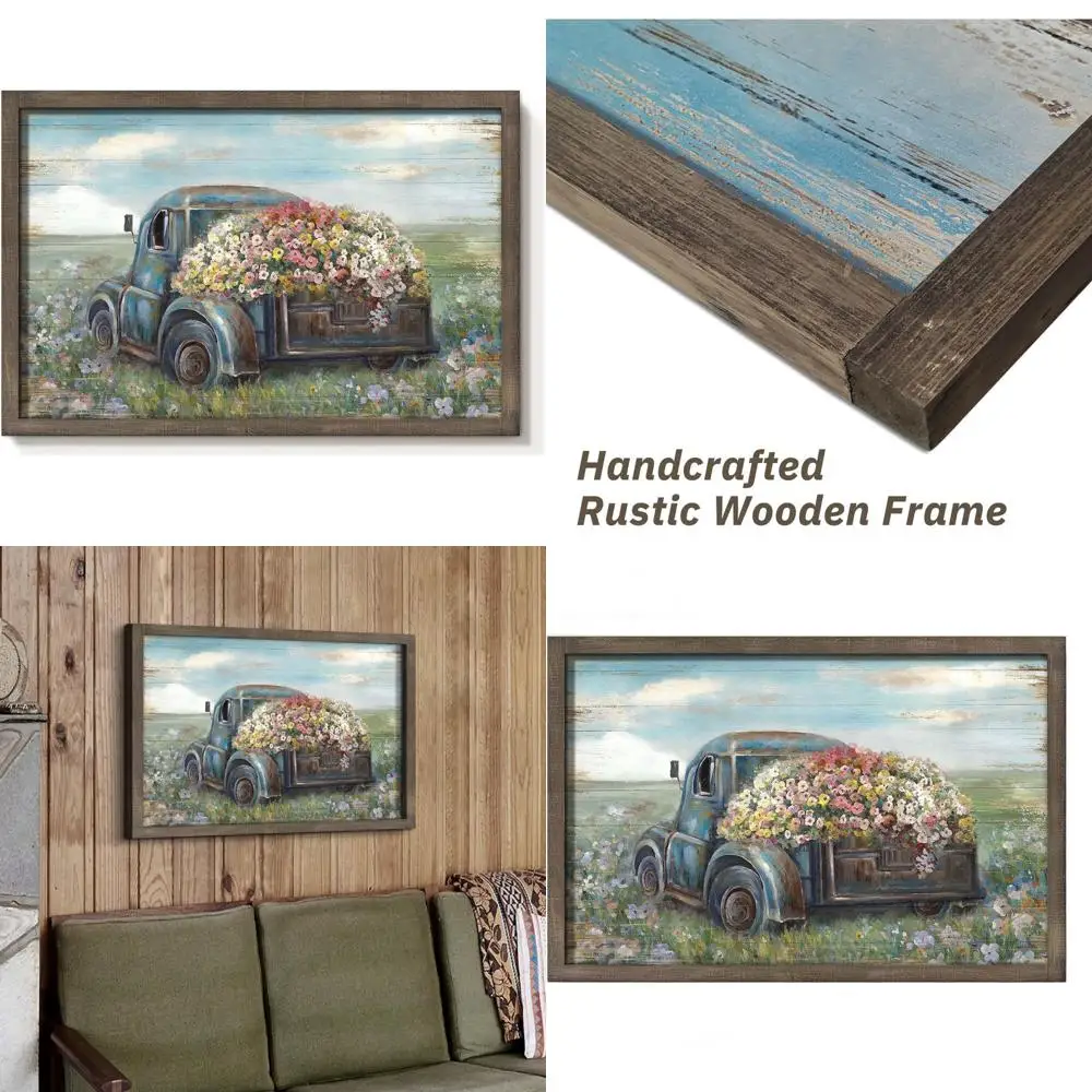 Rustic Farmhouse Truck Frame Wall Art, Blue-Brown Car Landscape, 36x24
Rustic Farmhouse Truck Frame Wall Art, Blue-Brown Car Landscape, 36x24