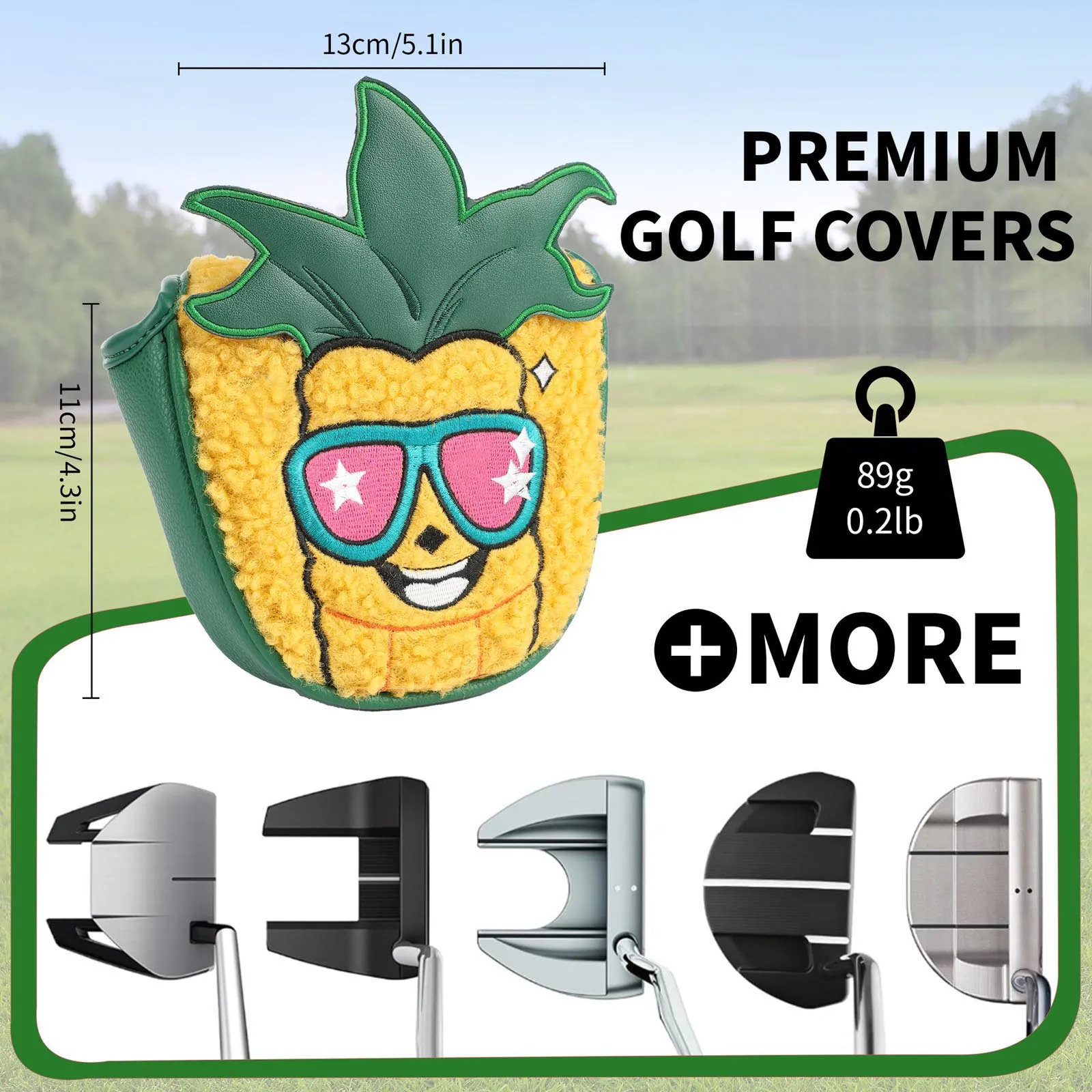 Pineapple-Shaped Embroidery Golf Club Head Cover Wear-resistant Magnetic-closure Putter Protective Cover with Velvet Lining
Pineapple-Shaped Embroidery Golf Club Head Cover Wear-resistant Magnetic-closure Putter Protective Cover with Velvet Lining
