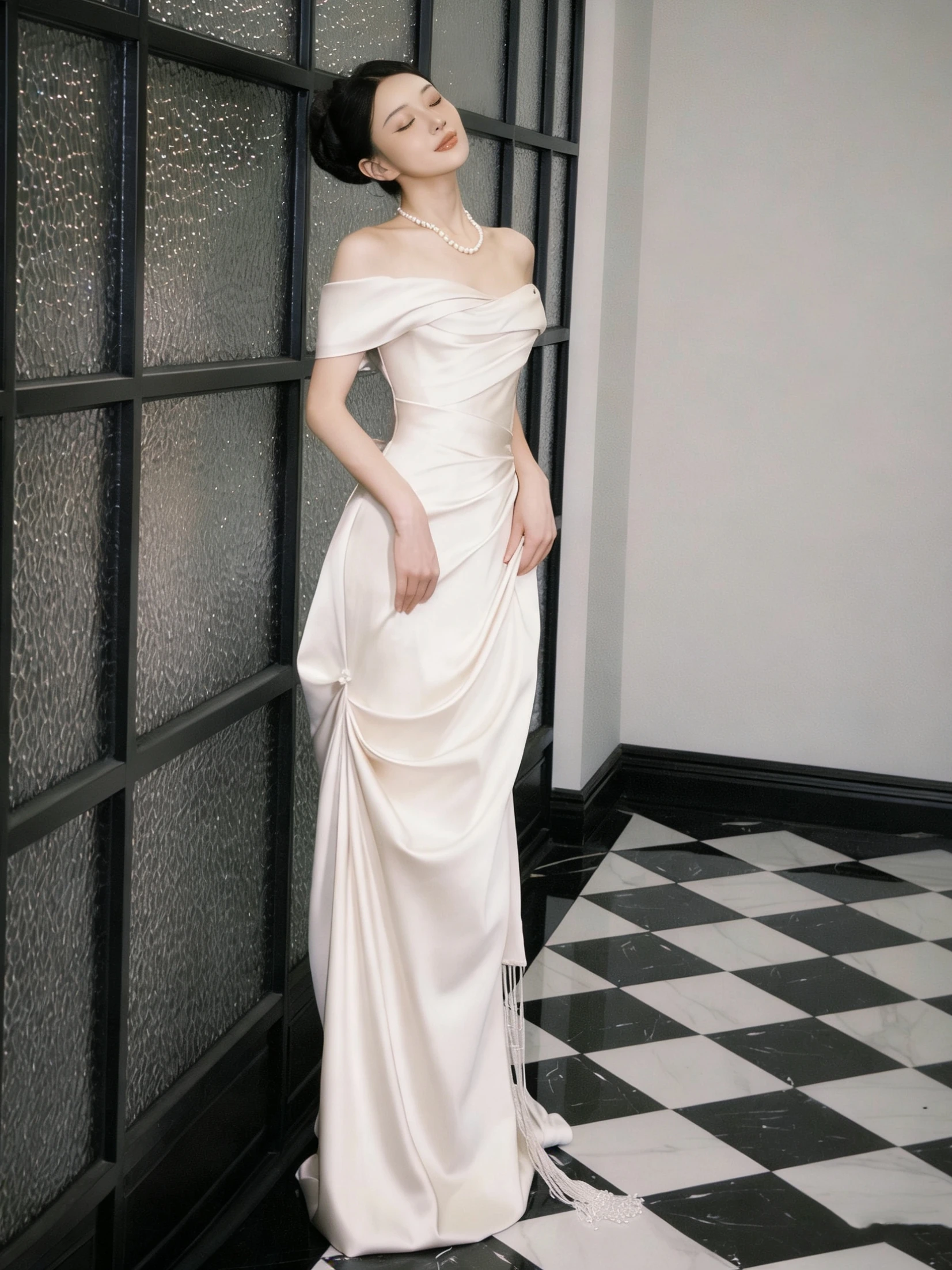 Champagne Color Satin Wedding Dress Simple One Shoulder Bridal Gown with Train for Wedding Morning Outbound Soft Draped Skirt
Champagne Color Satin Wedding Dress Simple One Shoulder Bridal Gown with Train for Wedding Morning Outbound Soft Draped Skirt