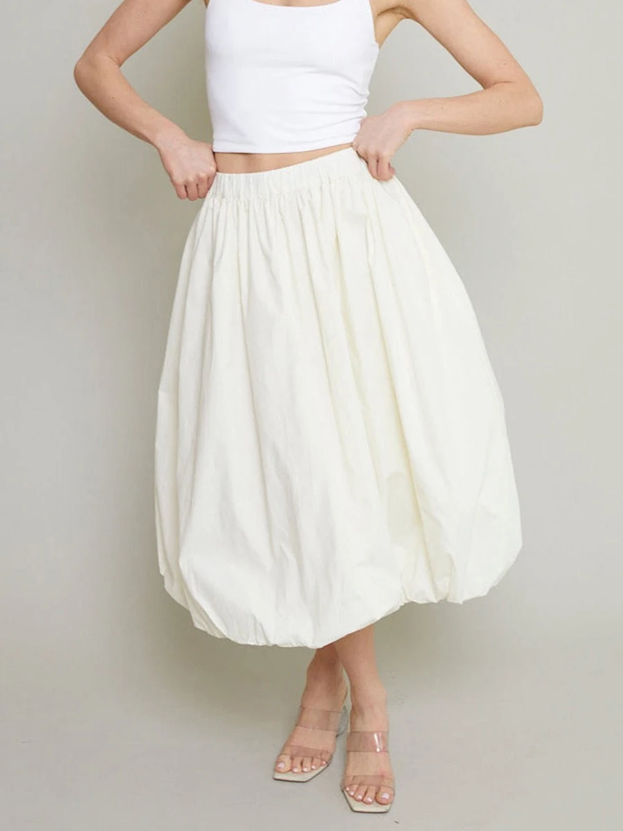 New Fashion Women Bubble Skirt Elegant Elastic Waist Pleated Solid Summer Skirt Long Skirt With Pockets Club Street Style S M L
New Fashion Women Bubble Skirt Elegant Elastic Waist Pleated Solid Summer Skirt Long Skirt With Pockets Club Street Style S M L