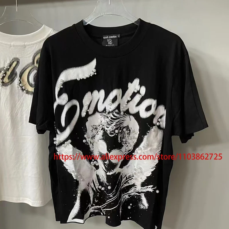 MIXED EMOTION Short Sleeve Real Photo Tops Pearl Angel Print High Quality Cotton Black White Men Women Mixed Emotion T-shirts
MIXED EMOTION Short Sleeve Real Photo Tops Pearl Angel Print High Quality Cotton Black White Men Women Mixed Emotion T-shirts