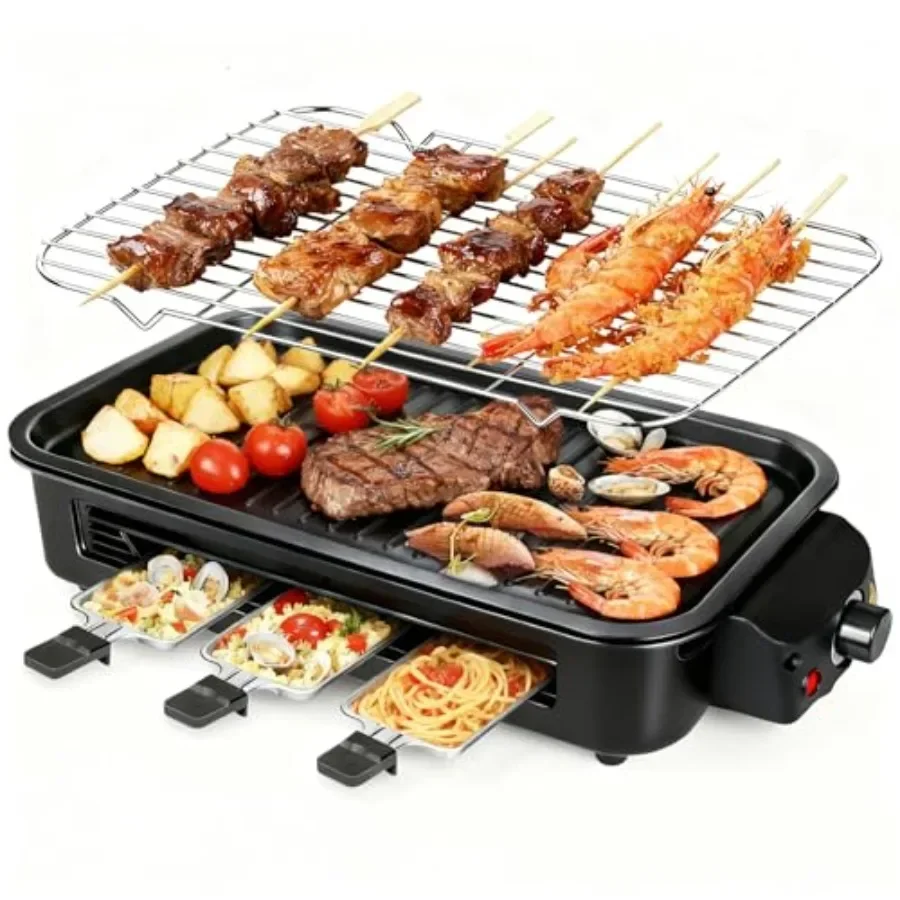 Electric indoor grill for kitchen use, aluminum alloy body, black color, 1700W power with smokeless 2-in-1 design, non-stick re
Electric indoor grill for kitchen use, aluminum alloy body, black color, 1700W power with smokeless 2-in-1 design, non-stick re