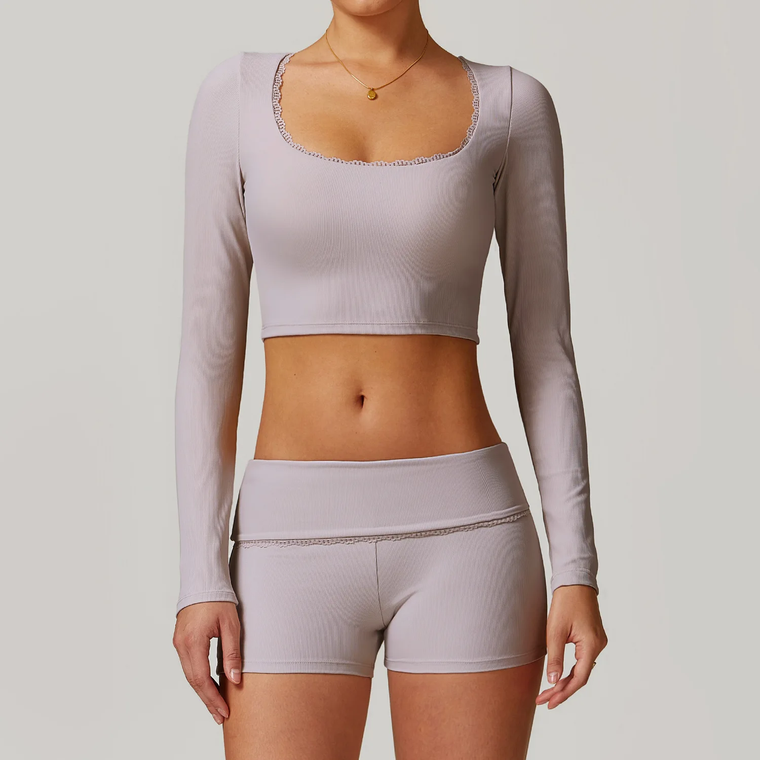 Women's Yoga Set Solid Color Breathable Outdoor Sports Long Sleeve Top Suit Tight Fitting Yoga High Waisted Short Clothing 2024
Women's Yoga Set Solid Color Breathable Outdoor Sports Long Sleeve Top Suit Tight Fitting Yoga High Waisted Short Clothing 2024