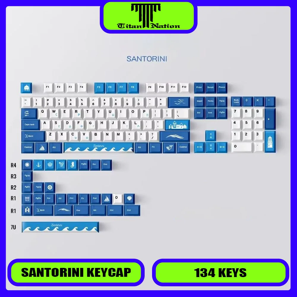 Клавиатура Titan Country Santorini PBT 134, поддержка ключей, эргономичная полная сублимация красителя для компьютерных аксессуаров, детали клавиатуры
Клавиатура Titan Country Santorini PBT 134, поддержка ключей, эргономичная полная сублимация красителя для компьютерных аксессуаров, детали клавиатуры