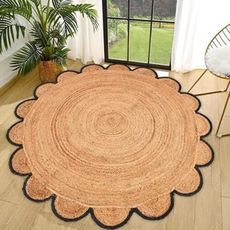 Black Outline Rug Round 100% Natural Jute Rug Handmade Area Floor Mat Farmhouse Carpet
Black Outline Rug Round 100% Natural Jute Rug Handmade Area Floor Mat Farmhouse Carpet