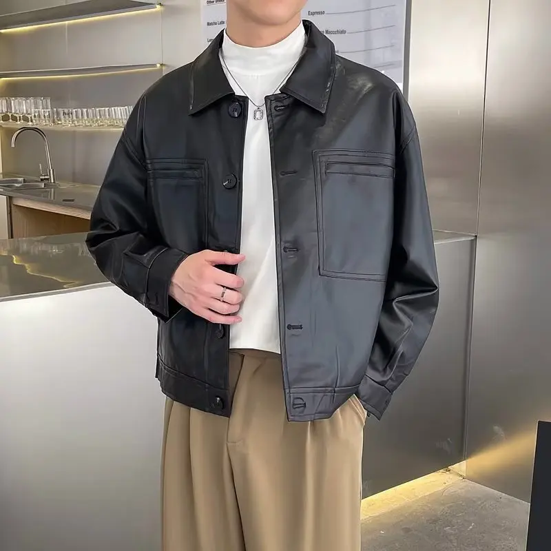 Retro Leather Jaet Men's Casual PU eepskin ort Motorcycle Sle Top Youthful Vitali Trend Autumn Winter New Arrival
Retro Leather Jaet Men's Casual PU eepskin ort Motorcycle Sle Top Youthful Vitali Trend Autumn Winter New Arrival