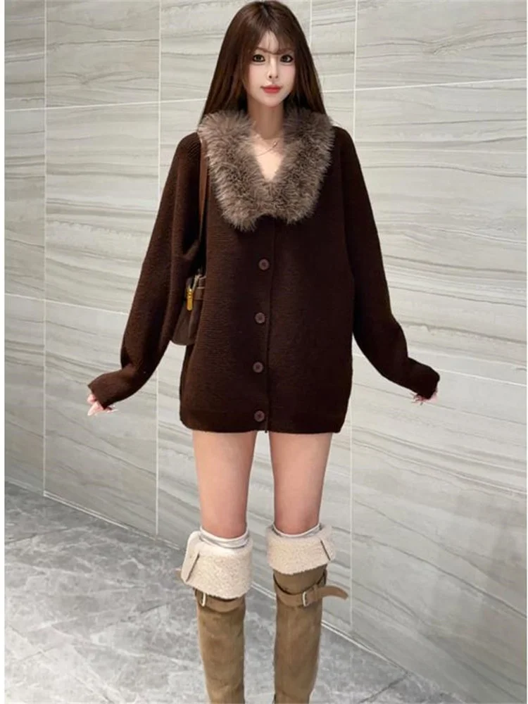 Korean Sle Faionable Knitted Open Cardigan with Fur Collar Loose Fit Spring New Arrival Women's Casual Wear Comfortable
Korean Sle Faionable Knitted Open Cardigan with Fur Collar Loose Fit Spring New Arrival Women's Casual Wear Comfortable