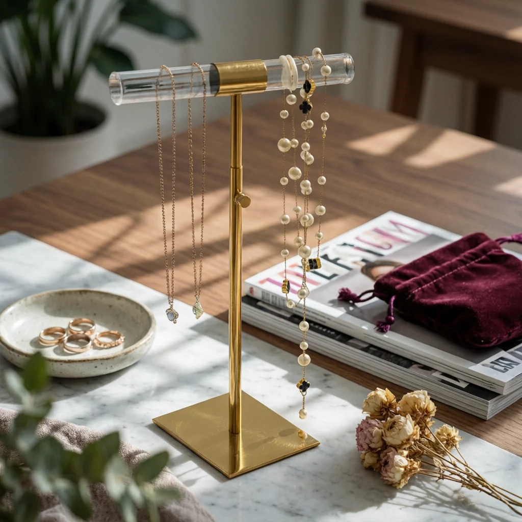 Floor Necklace Stand Easy to Assemble Necklace Display Stand Jewelry Display Rack Metal Build Space-Saving for Shop Window
Floor Necklace Stand Easy to Assemble Necklace Display Stand Jewelry Display Rack Metal Build Space-Saving for Shop Window
