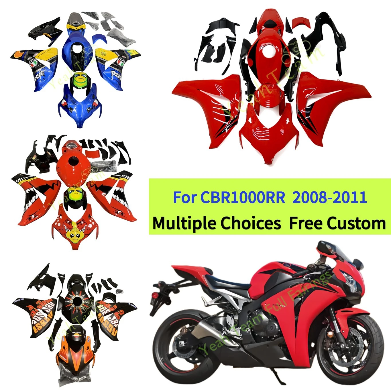 ABS Injection Molded Bodywork Full Fairing Kit Fit For HONDA CBR1000RR 2008 2009 2010 2011 CBR 1000RR 08-11,Red/Black
ABS Injection Molded Bodywork Full Fairing Kit Fit For HONDA CBR1000RR 2008 2009 2010 2011 CBR 1000RR 08-11,Red/Black