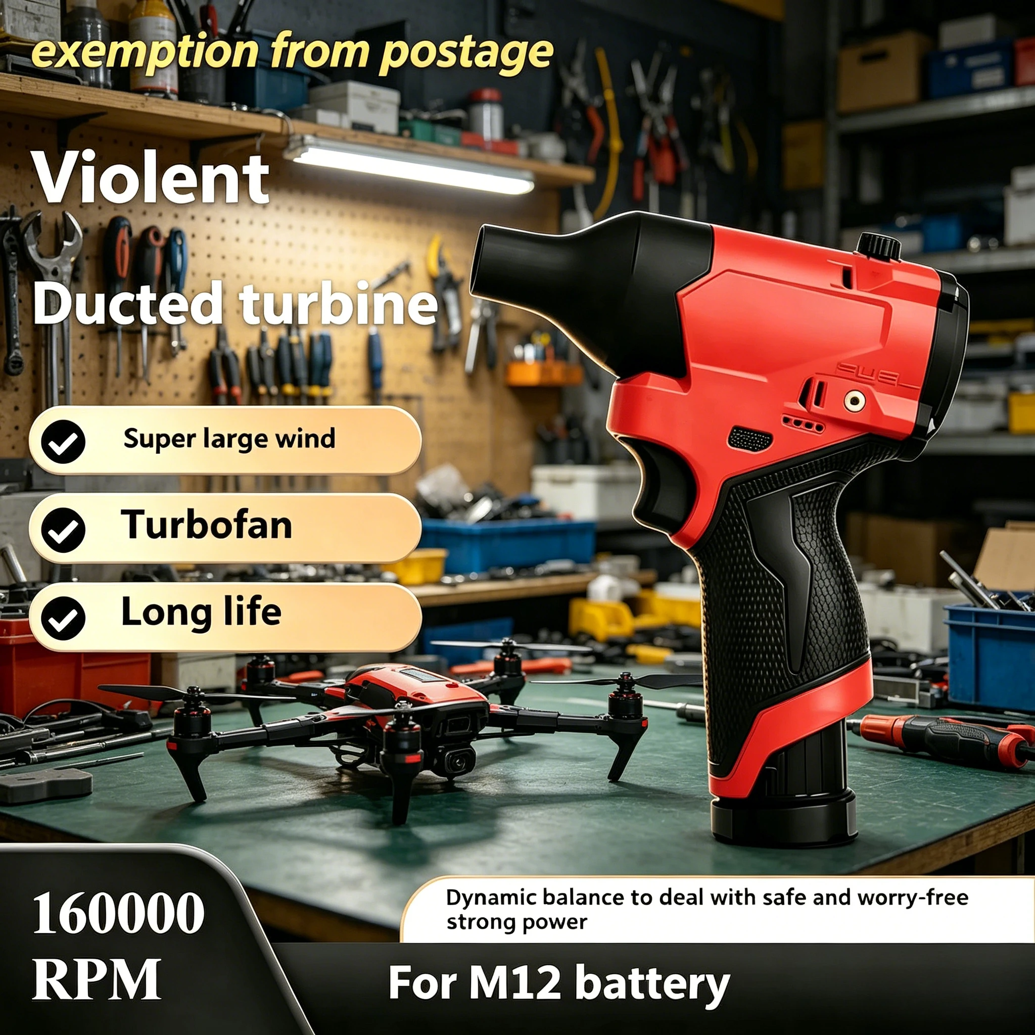 160000RPM Brushless Electric Air Duster, High-Pressure Cordless Blower for Milwaukee M12, Car Wash Water Blowing & car wash gun
160000RPM Brushless Electric Air Duster, High-Pressure Cordless Blower for Milwaukee M12, Car Wash Water Blowing & car wash gun