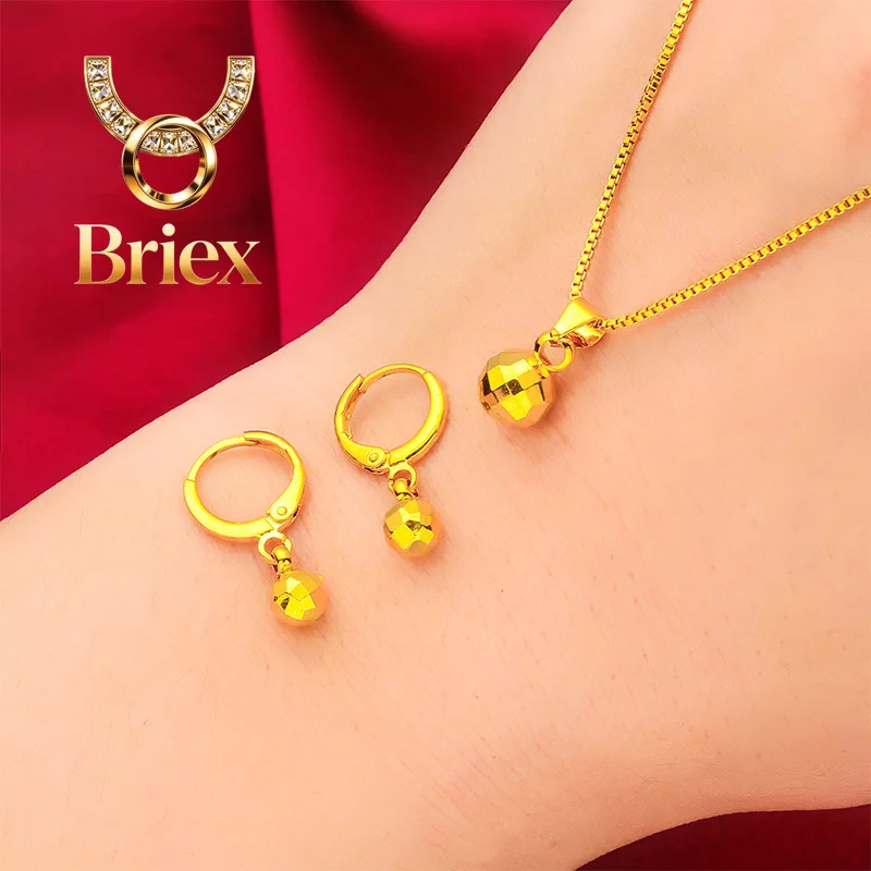 Briex Jewelry 24K Gold AU999 Women's Thin Bead Earrings-Necklace Set-Polished Gold Beads in Arc, Thin Chain Flattering, Luxury D
Briex Jewelry 24K Gold AU999 Women's Thin Bead Earrings-Necklace Set-Polished Gold Beads in Arc, Thin Chain Flattering, Luxury D
