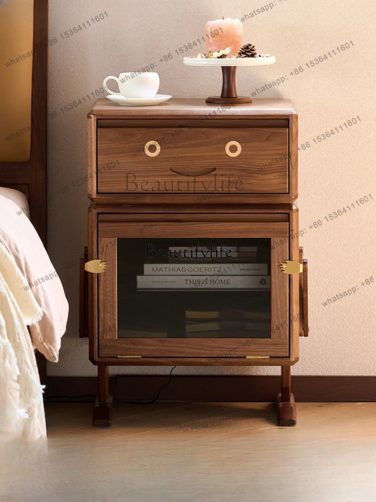 56North America Black Walnut Wooden Bedside Table Solid Wood Household Children's Furniture Small Chest of Drawers
56North America Black Walnut Wooden Bedside Table Solid Wood Household Children's Furniture Small Chest of Drawers