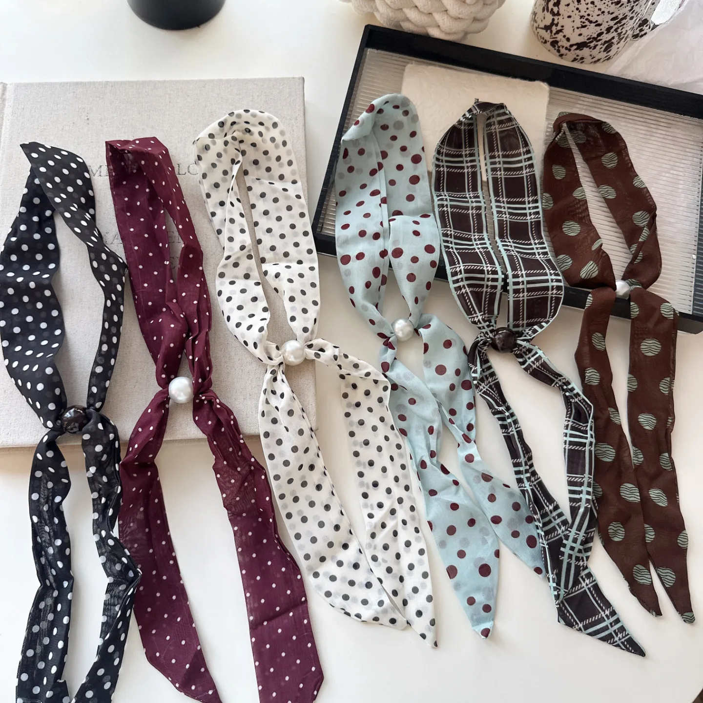 Vintage Polka Dot Plaid Chiffon Neck Scarf Drawstring Closure for Fashion Small Unique Adjustable Lightweight Braids
Vintage Polka Dot Plaid Chiffon Neck Scarf Drawstring Closure for Fashion Small Unique Adjustable Lightweight Braids