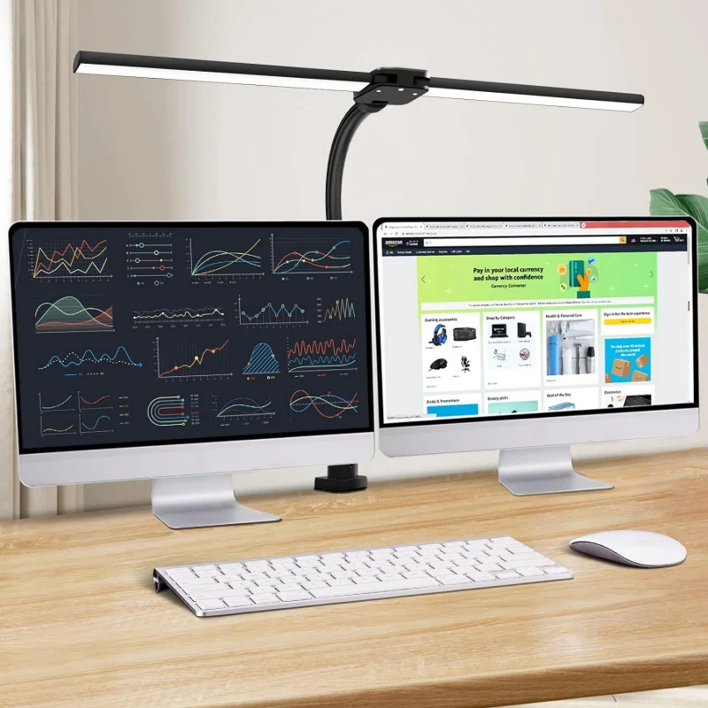 Double-headed LED desk lamp, 5 color modes and dimmable, modern eye protection, suitable for office monitors
Double-headed LED desk lamp, 5 color modes and dimmable, modern eye protection, suitable for office monitors