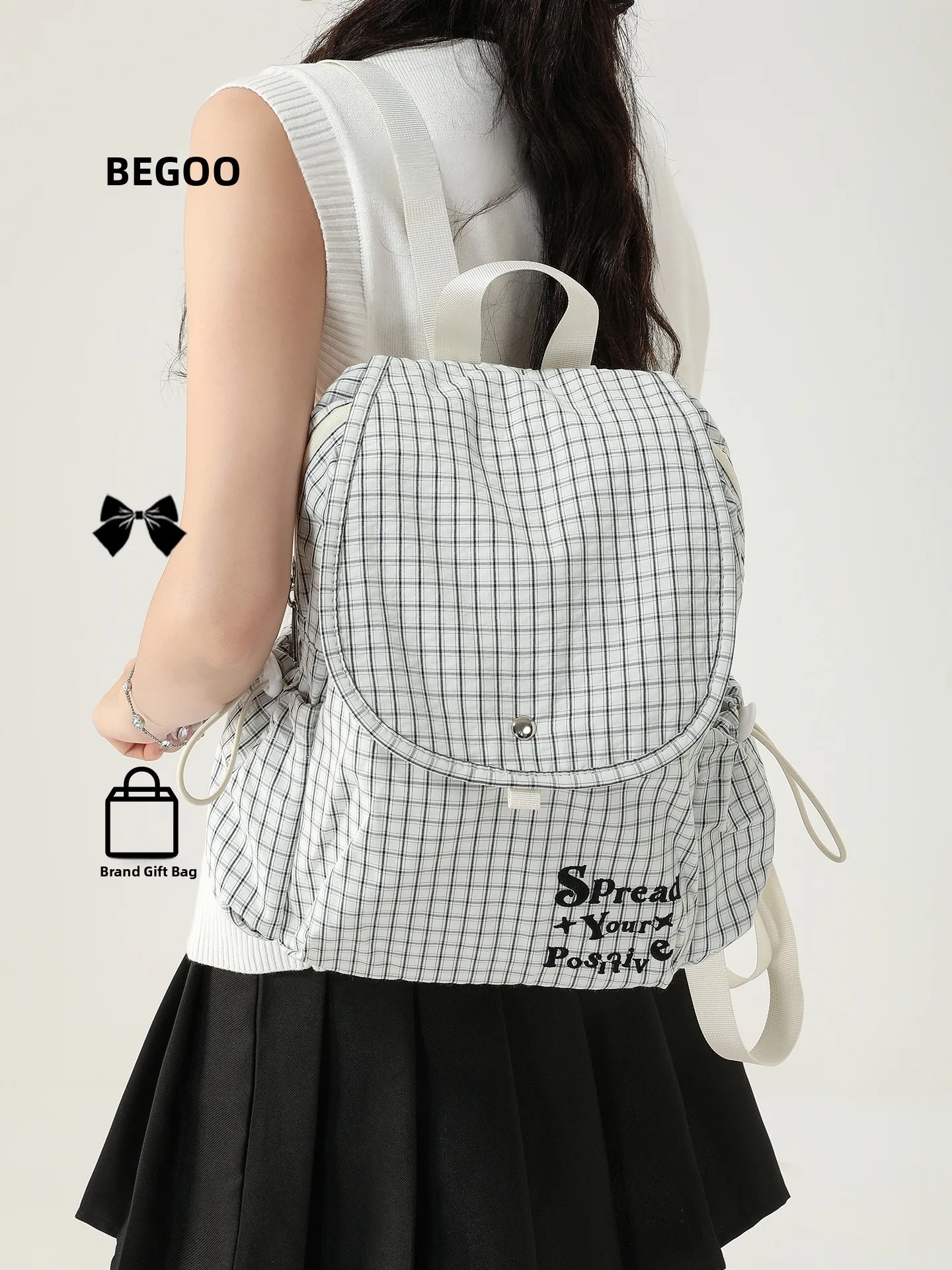 BEGOOER Sweet Preppy Style Backpack Plaid Travel Commuting Women's Student Backpack Youth Vertical Square Soft Waterproof
BEGOOER Sweet Preppy Style Backpack Plaid Travel Commuting Women's Student Backpack Youth Vertical Square Soft Waterproof